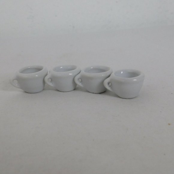 Porcelain 13 Piece Mini Miniature White w/Flower Basket Tea Set Teapot Dolls - Picture 9 of 11